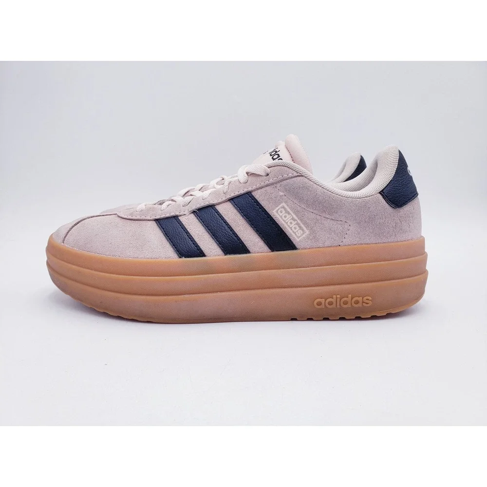 Adidas VL Court 3.0 Platform Sneakers Light Pink Suede Leather Womens Size 8‎